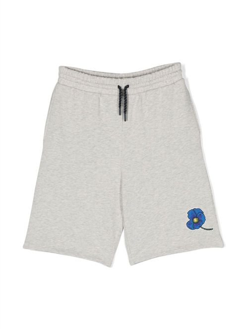 Floral-motif cotton shorts - Grey