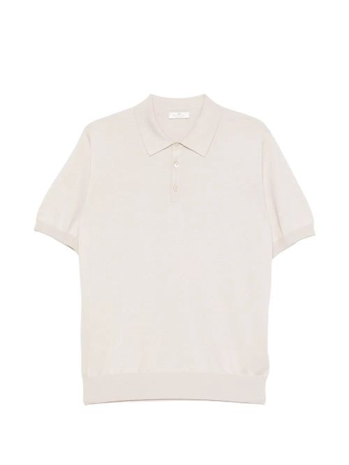 Silk-Blend Short-Sleeve Polo Shirt — Beige