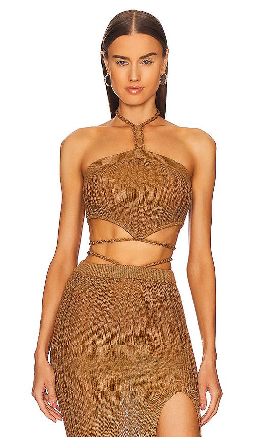 Michael Costello x REVOLVE Sylvan Knit Top en Tan.  XL. Also en