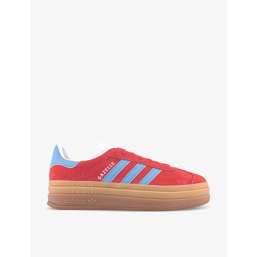 Womens Active Pink Semi Blue BU Gazelle Bold 3-Stripes Suede Low-top Platform Trainers