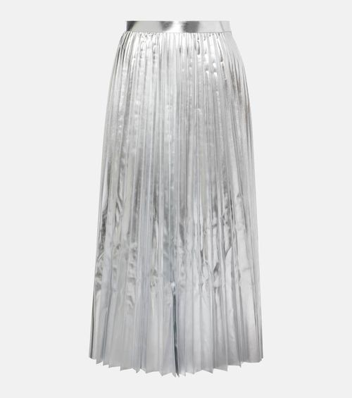 Pleated metallic-effect midi skirt