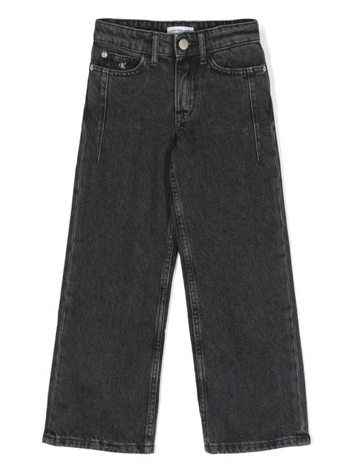 High-rise wide-leg jeans - Black
