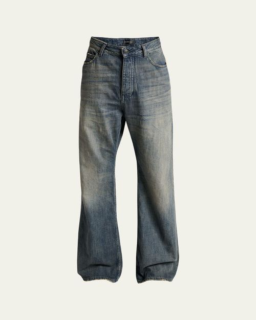 Men's Faded Denim Relaxed-Fit Bootcut Jeans