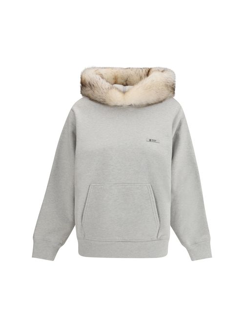 Shearling-Lined Hood Hoodie — Gray