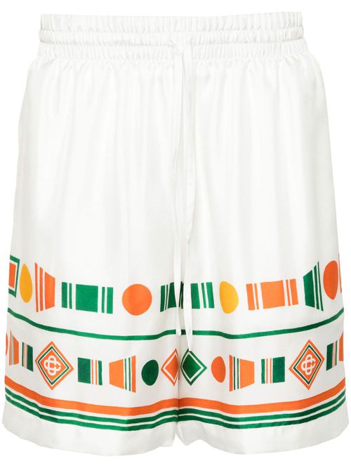 Playful Eagle silk shorts - White