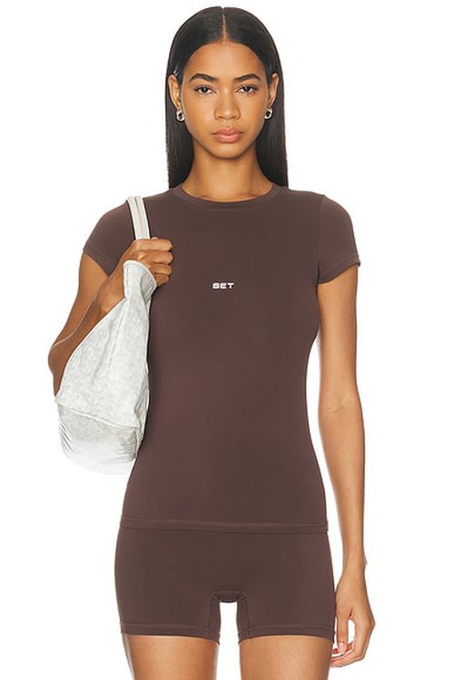 SET Active Airluxe Breathe Tee in Terrain - Brown. XL also in L, M, S