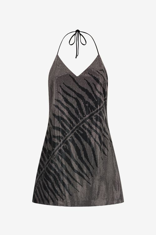 Mini Dress With White Tigress Print