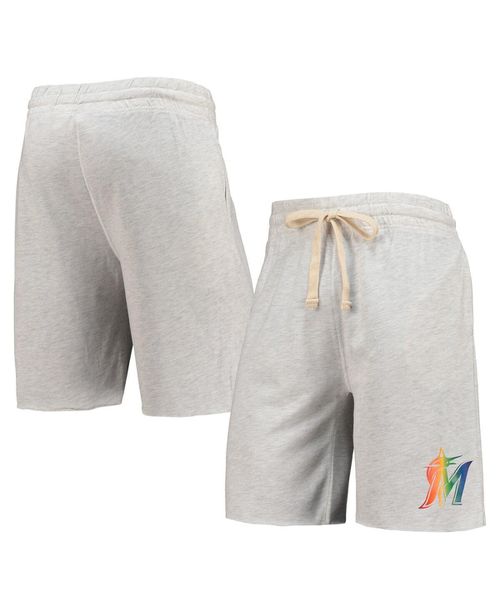 Men's Oatmeal Miami Marlins Mainstream Logo Terry Tri-Blend Shorts - Oatmeal