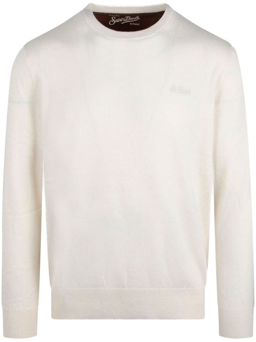Logo-embroidered sweater - White
