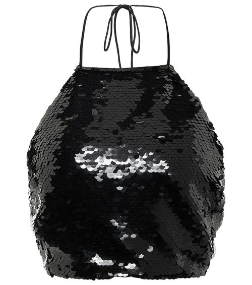 Sequined halterneck crop top