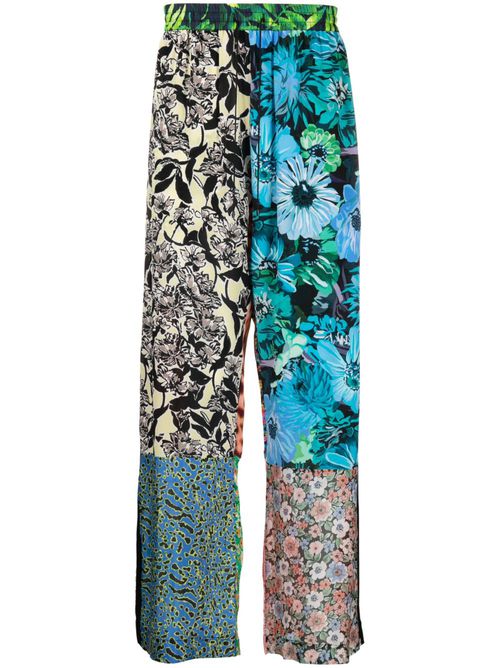 Scarves-print silk trousers - Green