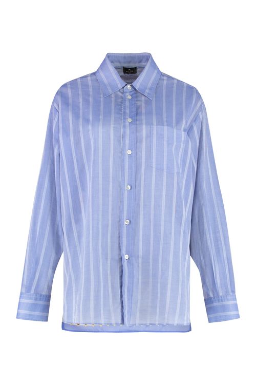 Striped Cotton Shirt with Front Pocket