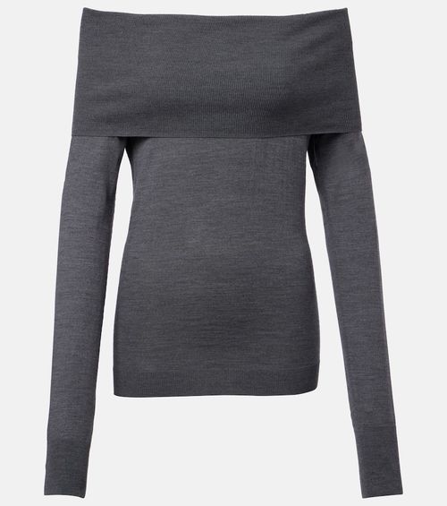 Off-shoulder virgin wool top