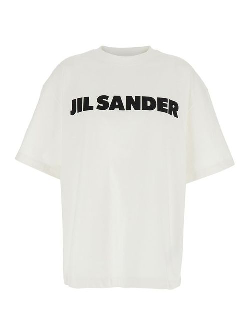 White Crewneck T-Shirt With Logo Lettering On The Front In Cotton Man