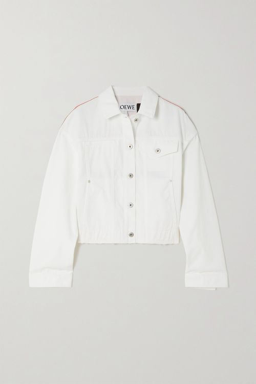 + Paula's Ibiza Cropped Printed Denim Jacket - White - FR34