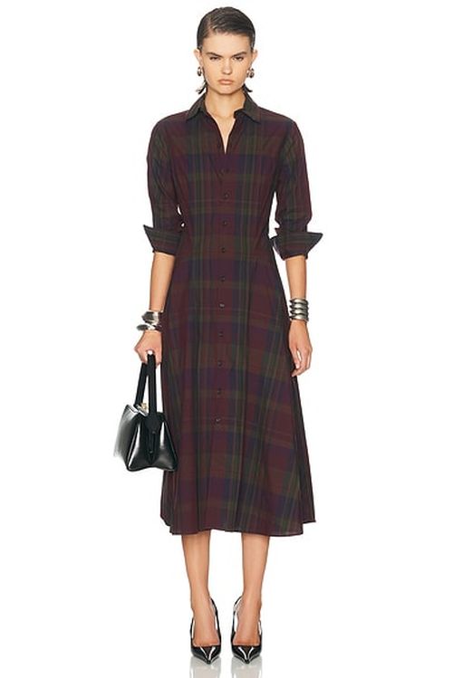 Polo Ralph Lauren Long Sleeve Shirt Dress in 2059 Merlot & Green Multi Plaid - Multi. 4 also in