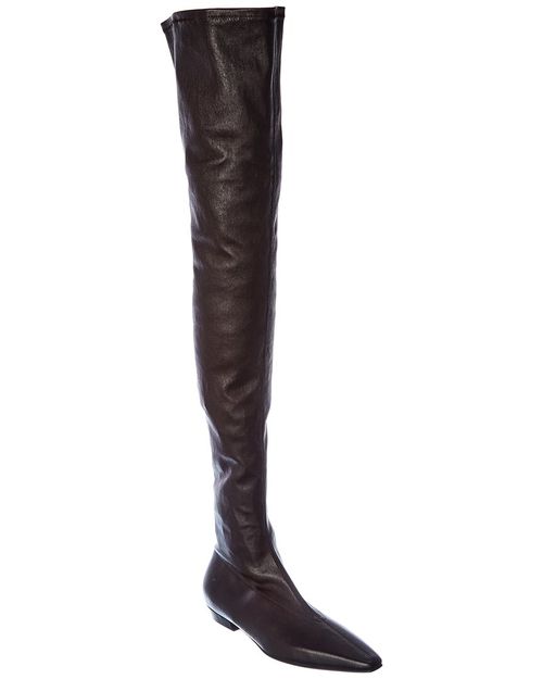 Almond Leather Over-The-Knee Boot