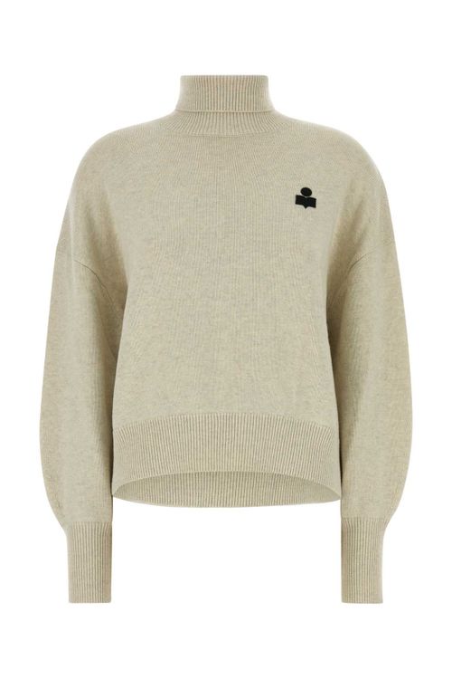 Cotton-Blend Turtleneck Sweater — Gray