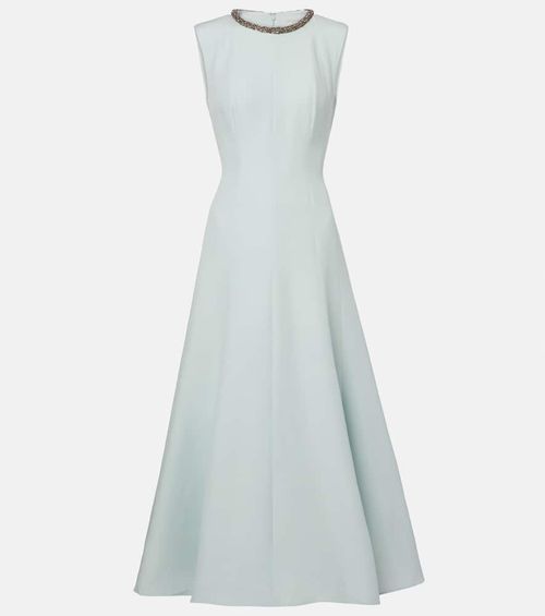 Embellished wool and silk midi dress