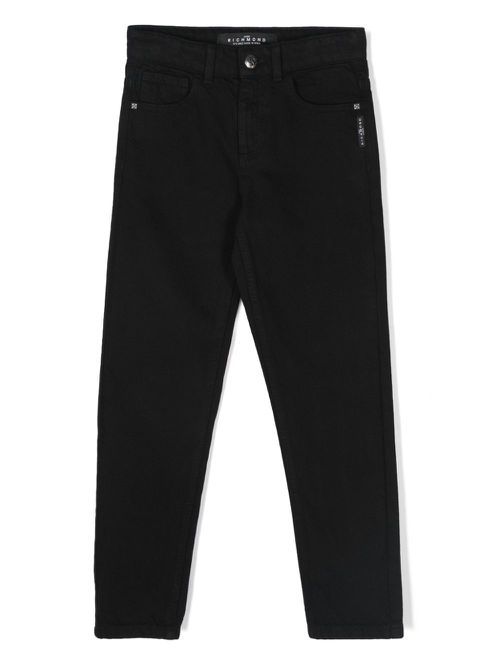 Logo-print tapered jeans - BLACK