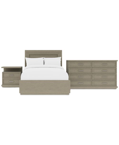 Cascade 3-Pc. Bedroom Set (Full Bed, Dresser & Nightstand) - Tan