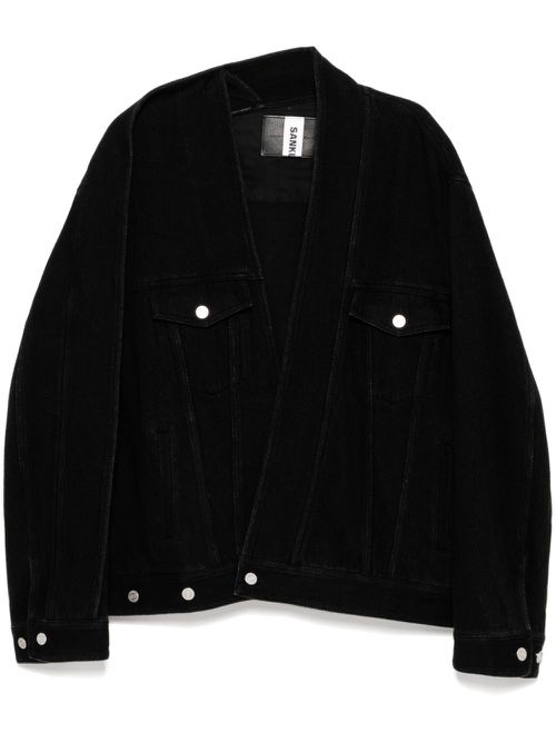 Asymmetric collar denim jacket - Black