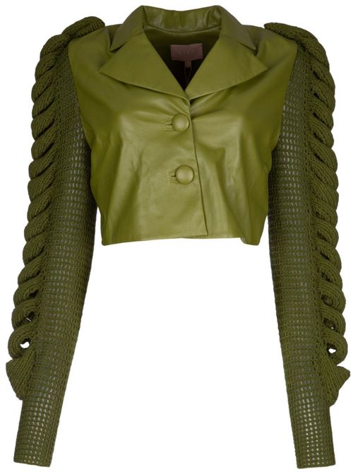 Knitted-sleeve jacket - Green