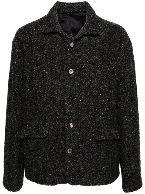 Bouclé single-breasted blazer - Black