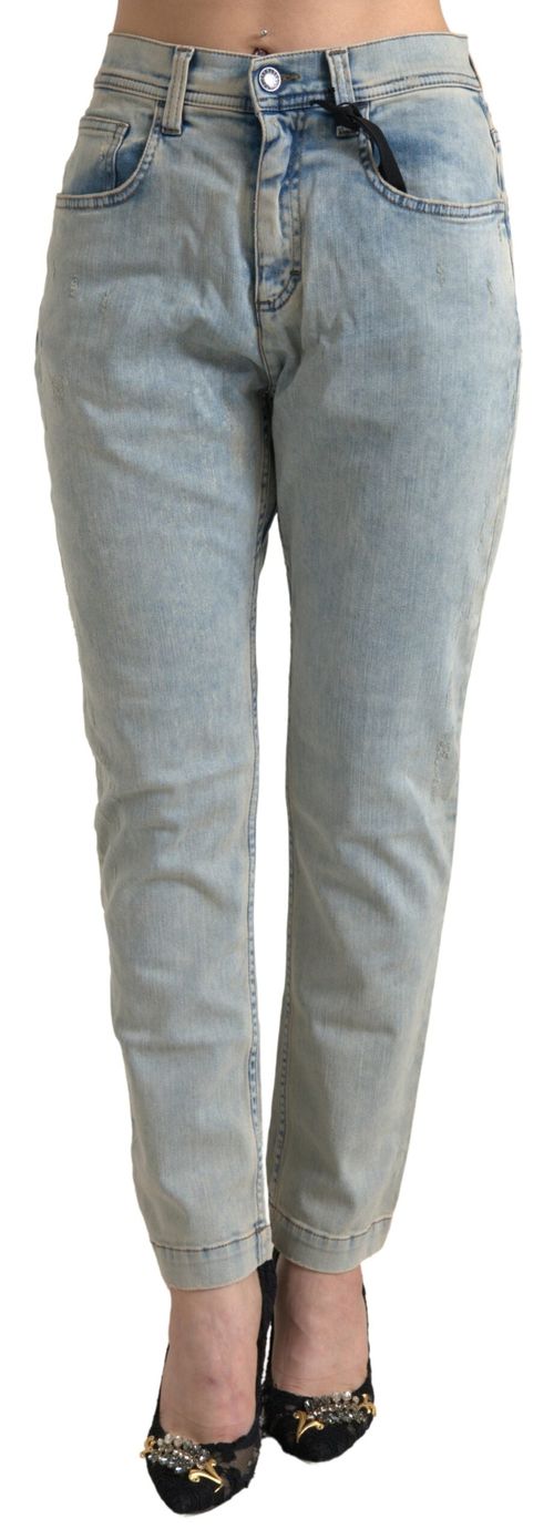 Washed Cotton Skinny Jeans — Blue