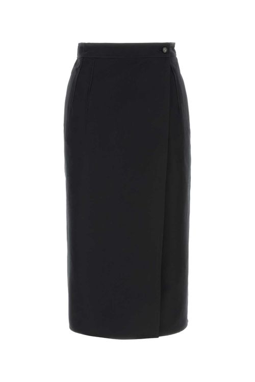 Cotton-Silk Pencil Skirt — Black