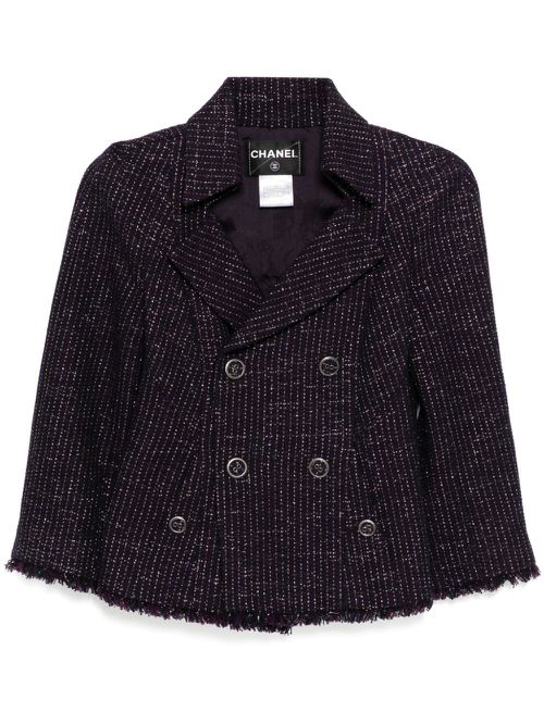 2008 tweed double-breasted jacket - Purple