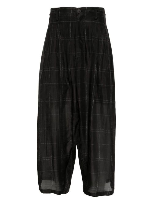 Yohji Yamamoto pleated plaid trousers - Black