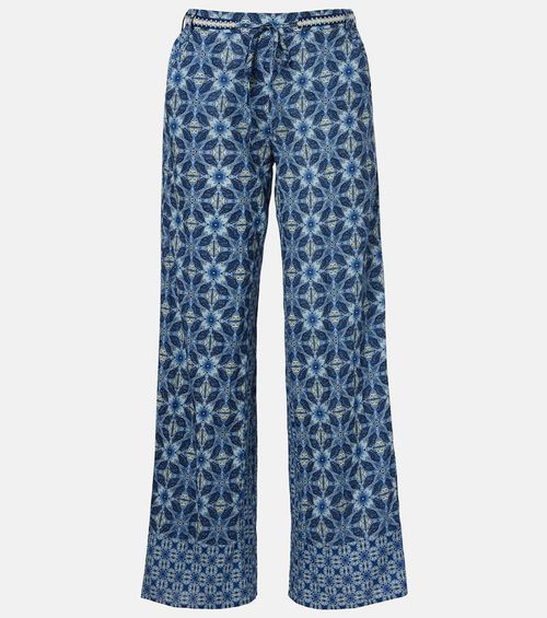 Kendra printed cotton wide-leg pants