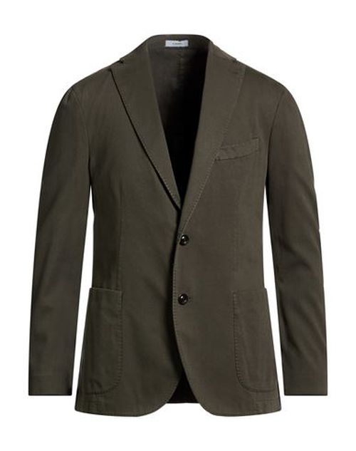 Man Blazer Dark green Size 42 Cotton, Elastane