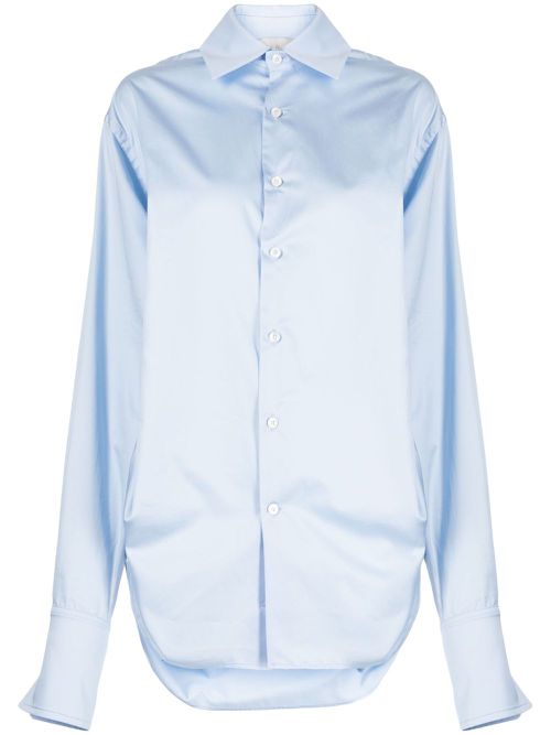 Drawstring cotton shirt - Blue