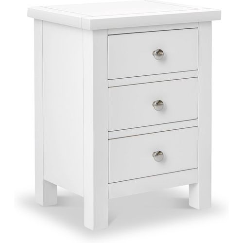 Cornish Painted 3 Drawer Bedside Table | White Grey | Roseland