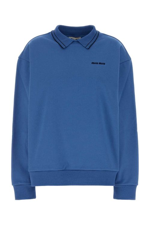 Cotton Oversize Polo Shirt — Blue