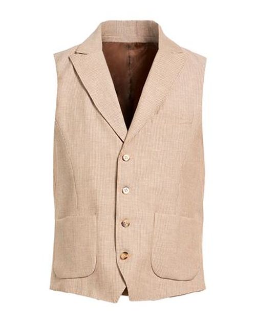 Man Tailored Vest Light brown Size 36 Linen