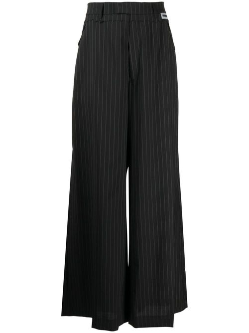 Pinstripe wide-leg trousers - Black