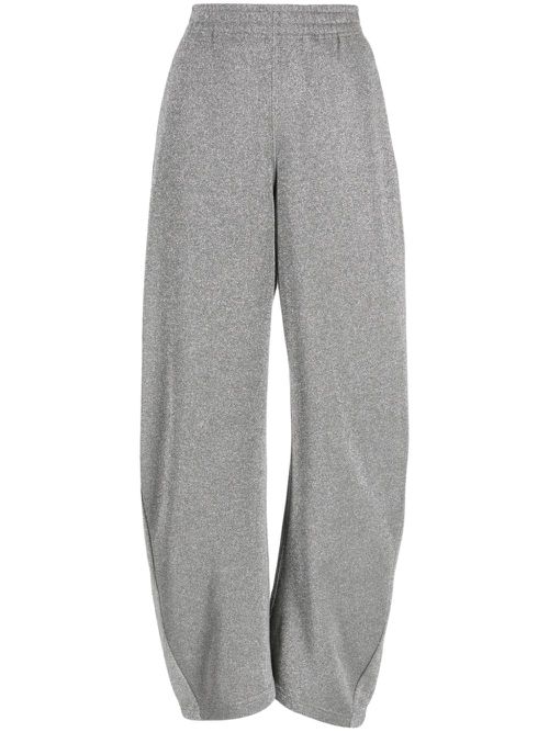 Glitter-detail cotton-blend track pants - Silver