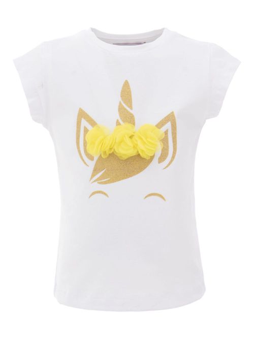Unicorn-print cotton T-shirt - White