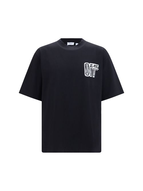 Logo-Embroidered Graphic T-Shirt — Black