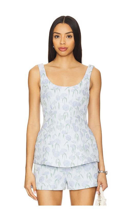 Amanda Uprichard OBERTEIL EMPIRE in Baby Blue. Größe S. Also in L