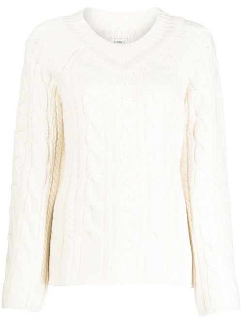 Cable-knit wool-blend sweater - White