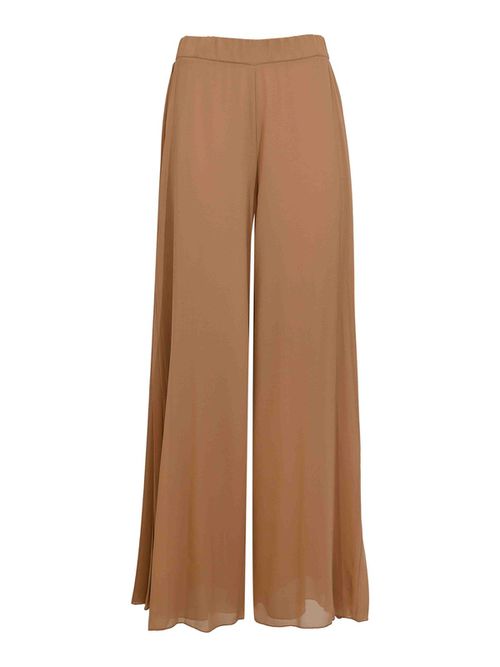 Wide trousers in hazelnut pleated fabric