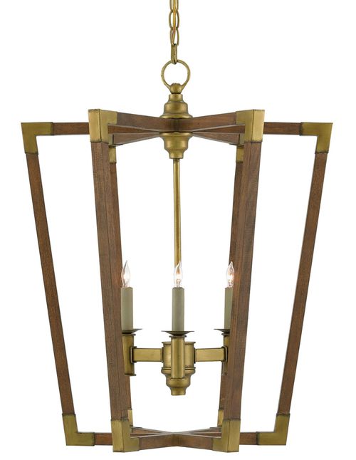 3-Light 29" Bastian Medium Lantern in Chestnut and Bra