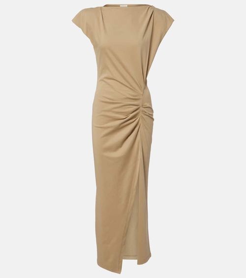 Nadela gathered cotton jersey midi dress