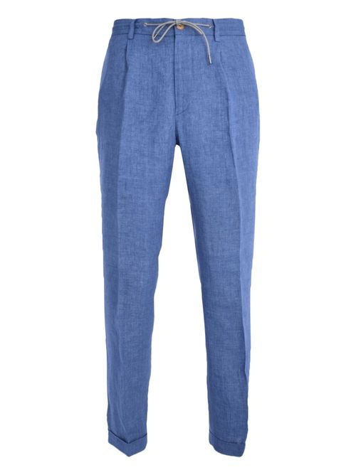 Pleated drawstring trousers - Blue