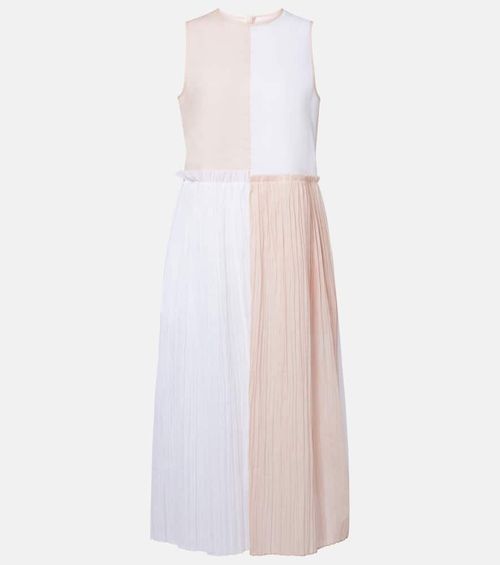 Pleated cotton organza muslin midi dress