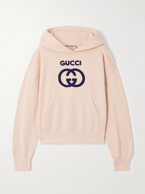 Appliquéd Cotton-jersey Hoodie - Pink